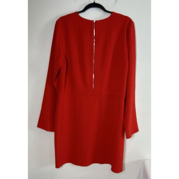 Tibi Long-Sleeve Crepe Mini Cocktail Dress Red Zipper Valentine sz 12 NWT $495 - Picture 5 of 16